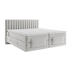 Acheter Vente-Unique Ensemble complet boxspring tête de lit coutures verticales + sommiers relaxation électrique + matelas + surmatelas - 2 x 80 x 200 cm - Velours - Gris clair - DONISI de PALACIO