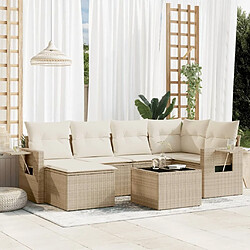 Maison Chic Salon de jardin avec coussins 7 pcs, Ensemble Tables et chaises de jardin, beige résine tressée -GKD519362