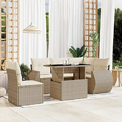 vidaXL Salon de jardin avec coussins 6 pcs beige résine tressée 