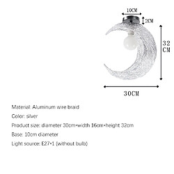 Acheter Universal Plafond de forme spéciale de 30 cm, 220V E27 * 1 sans ampoule, balcon de la chambre des enfants, éclairage de la chambre à coucher, lampe d'argent de fil Hami à l'entrée(Argent)