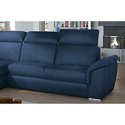 Acheter VENESETTI Canapé d'angle convertible en tissu velours Prestige, bleu, 5 places, angle gauche (vu de face) - TRESOR