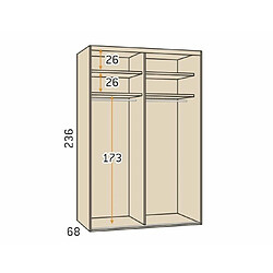 Avis Inside 75 Armoire 2 portes coulissantes encastrées 240,3 x 236 couleur Habana frange inférieure Luxor profil Inox