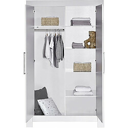 Schardt Armoire bébé 2 portes bois blanc Nordic White L 109 x H 189 x P 53 cm