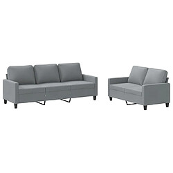 vidaXL Ensemble de canapés 2 pcs avec coussins Gris clair Tissu