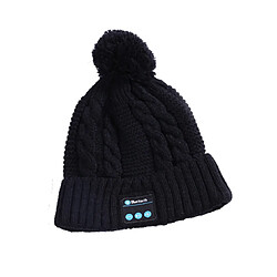 YP Select Bluetooth Beanie Ball Knit Cap Casque sans fil Appelez Music Stereo Bluetooth Hat Music Headset Knit Cap-Noir 