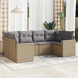 vidaXL Salon de jardin avec coussins 6 pcs beige résine tressée 