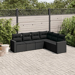 vidaXL Salon de jardin 6 pcs avec coussins noir résine tressée 