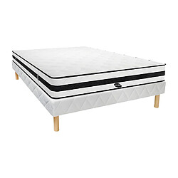 Vente-Unique Ensemble 140 x 190 cm sommier + matelas ressorts ensachés 5 zones ép.24cm - AGATHE de NATUREA