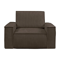 Vente-Unique Fauteuil en velours côtelé marron AMELIA