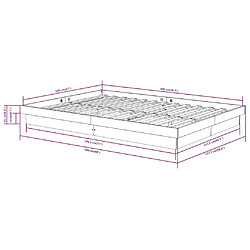 vidaXL Cadre de lit Gris Bois massif 120x200 cm pas cher