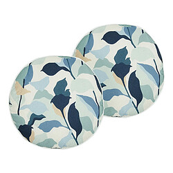 Beliani Lot de 2 coussins de jardin avec motif feuille d 40 cm bleu VEGLINO