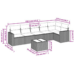 Acheter vidaXL Salon de jardin avec coussins 7 pcs gris résine tressée