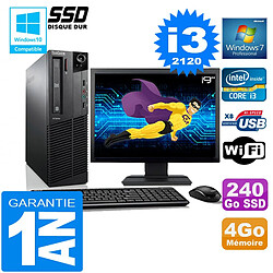 PC Lenovo M92p SFF Core I3-2120 Ram 4Go Disque 240 Go SSD Wifi W7 Ecran 19" - Occasion