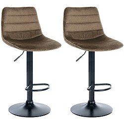 Non Lot de 2 tabourets de bar Lex velours noir 