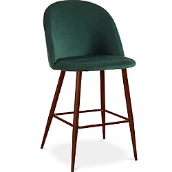 ICONIK INTERIOR Tabouret tapissé en velours - Design scandinave - 66cm - Evelyne Vert foncé 