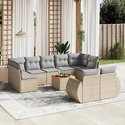 Maison Chic Salon de jardin avec coussins 10 pcs, Ensemble Tables et chaises de jardin, beige résine tressée -GKD897246