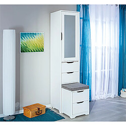 Avis Pegane Armoire meuble de rangement en bois massif coloris blanc - Longueur 44 x Hauteur 205 x Profondeur 46.3 cm 