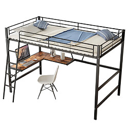 ComfortXL Lit Mezzanine 90x200cm En Métal Couleur Noire