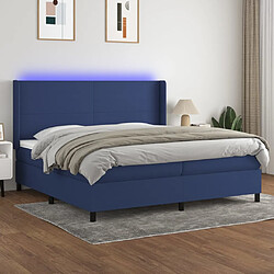 vidaXL Sommier à lattes de lit matelas LED Bleu 200x200 cm Tissu