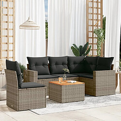 Maison Chic Ensemble Tables et chaises d'extérieur 6pcs avec coussins,Salon de jardin gris résine tressée -GKD411891