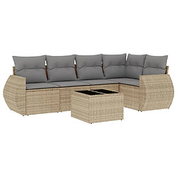 vidaXL Salon de jardin avec coussins 6 pcs beige résine tressée