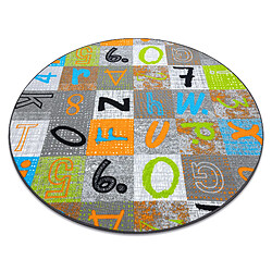 RUGSX Moquette pour enfants JUMPY cercle Patchwork, Lettres, Chiffres gris orange bleu cercle 100 cm