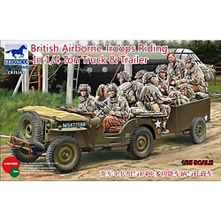 Bronco Models Maquette Voiture Maquette Camion British Airborne Troops Riding In 1/4 Ton Truck And Trailer