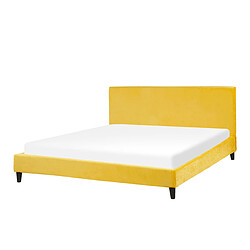 Acheter Beliani Revêtement en velours jaune pour cadre de lit 180 x 200 cm FITOU - caramel