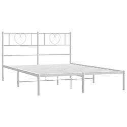 Maison Chic Lit adulte 140x200cm- Cadre de lit métal avec tête de lit pour chambre blanc -MN74463 pas cher