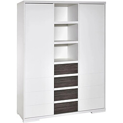 Schardt Armoire bébé 2 portes 4 tiroirs laqué blanc et gris Maxx Fleetwood L 139 x H 191 x P 53 cm