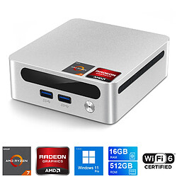 VANWIN Mini PC AMD Ryzen 7-4800U( jusqu'à 4.3GHz) 16GB DDR4 512GB NVMe SSD, Dual LAN Windows 11 Pro Mini Ordinateur for Office & Business, 4K @ 60 Hz Triple Display, WiFi 6, Bluetooth 5.2-Blanc 