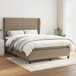 vidaXL Sommier à lattes de lit avec matelas Taupe 140x200 cm Tissu 