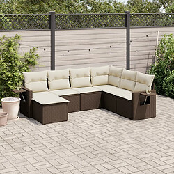 vidaXL Salon de jardin avec coussins 7 pcs marron résine tressée