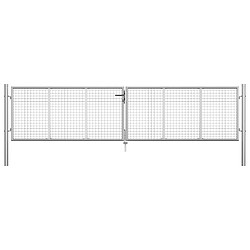 vidaXL Porte de jardin Acier galvanisé 415x125 cm Argenté 