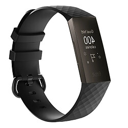 Wewoo Bracelet montre en silicone à motif de diamants pour Fitbit Charge 3 (noir) 