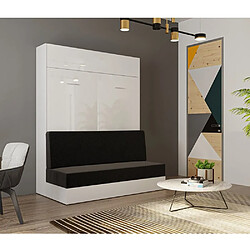 Avis Inside 75 Armoire lit escamotable DYNAMO SOFA façade blanc brillant canapé anthracite 160*200 cm