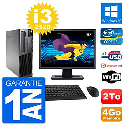 PC Lenovo M92p SFF Ecran 27" Intel i3-2120 RAM 4Go Disque 2To Windows 10 Wifi · Occasion 