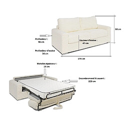 Acheter Inside 75 Canapé convertible EXPRESS BILBAO couchage 120 cm matelas 16 cm sommier LATTES velours ivoire