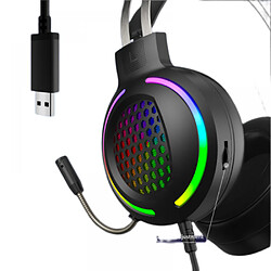 General Casque de jeu stéréo surround avec microphone, casque supra-auriculaire avec lumière LED RVB, doux et léger, micro antibruit, compatible avec PS4 PS5 Xbox PC Laptop(noir) 