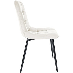 Avis Decoshop26 Chaise de salle à manger x1 coutures décoratives carrées en tissu velours blanc crème et métal noir 10_0002136