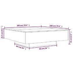 vidaXL Table basse avec lumières LED blanc 100x100x31 cm pas cher