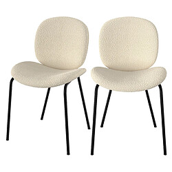 Rendez Vous Deco Chaise Iris en tissu bouclé beige et pieds en métal noir (lot de 2) 