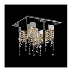 Luminaire Center Suspension en cristal Larix Chrome, 5 ampoules Coloris : Chrome Coloris de l'abat jour : Cristal Matèriau : Alliage métallique, verre Hauteur en Cm : 36 Longueur en Cm : 41 Largeur en Cm : 41 IP : 20