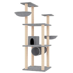 Arbre à chat avec griffoirs,niche pour chat en sisal gris clair 141 cm -MN46247