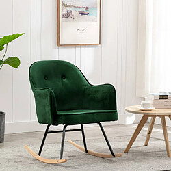 Maison Chic Chaise à bascule | Fauteuil Relax, design moderne Vert foncé Velours -GKD23946