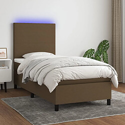 vidaXL Sommier à lattes de lit et matelas LED Marron foncé 100x200 cm 