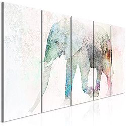 Decoshop26 Tableau toile de décoration murale impression premium en 5 parties sur châssis en bois motif Éléphant peint 100x40 cm 11_0015180