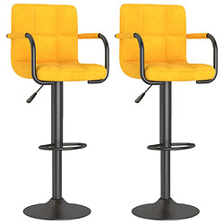 vidaXL Tabourets de bar lot de 2 jaune moutarde velours