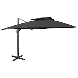 vidaXL Parasol de jardin en porte-à-faux avec double toit noir