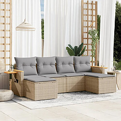 vidaXL Salon de jardin avec coussins 6 pcs beige résine tressée 